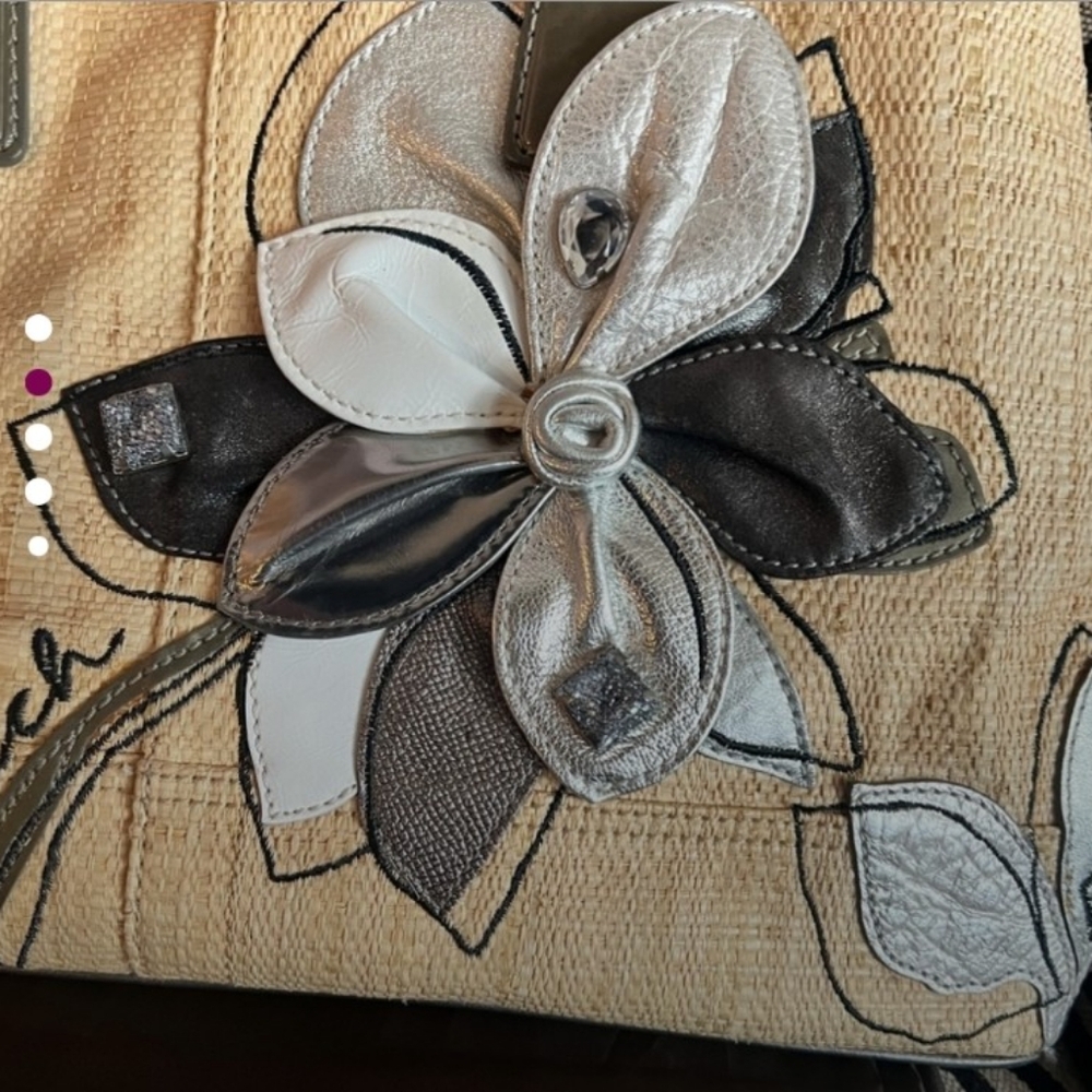 Coach Hamptons 10th Anniversary Y2K Floral Straw Shoulder Bag 13531 - Picture 4 of 14